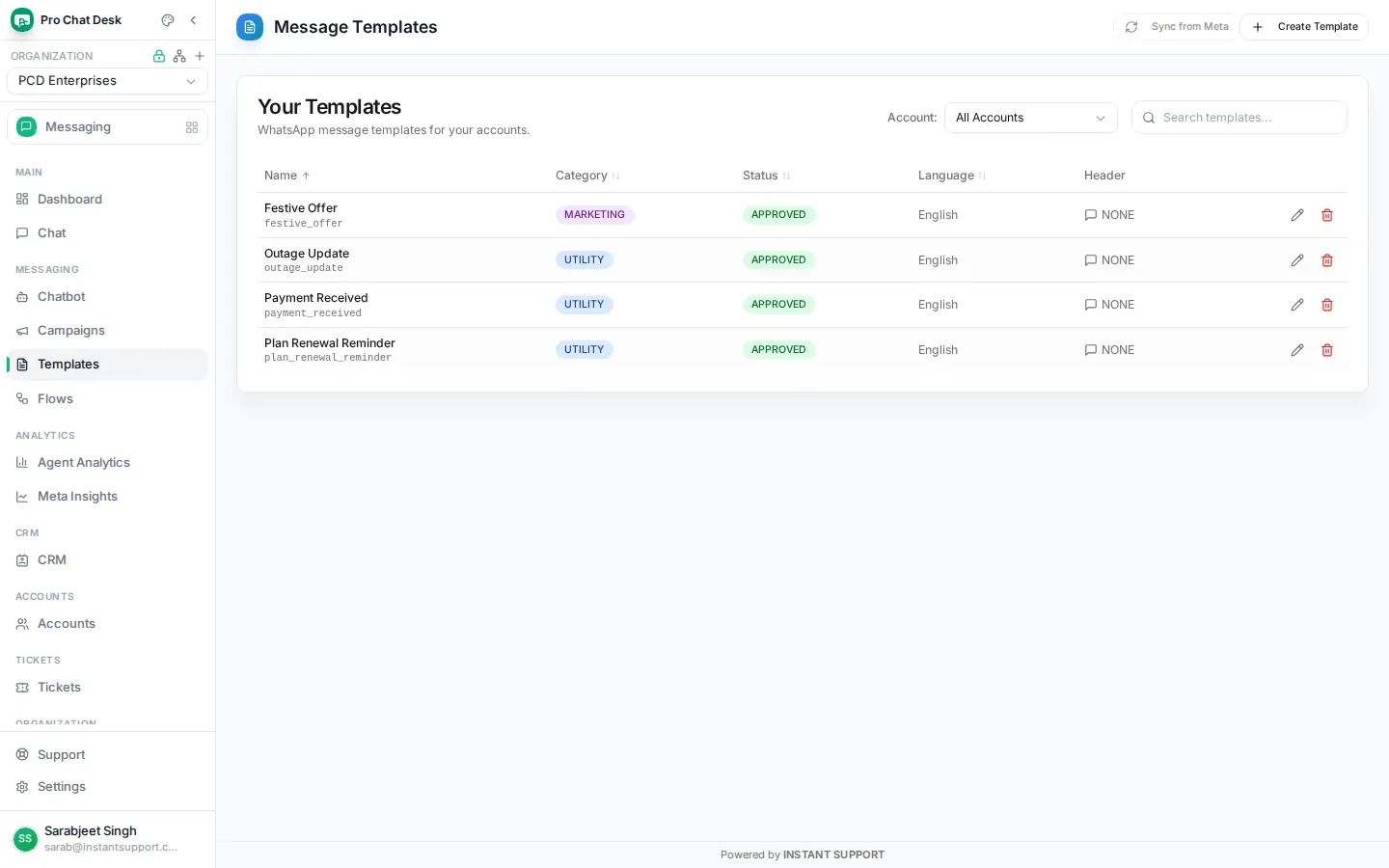 Message templates