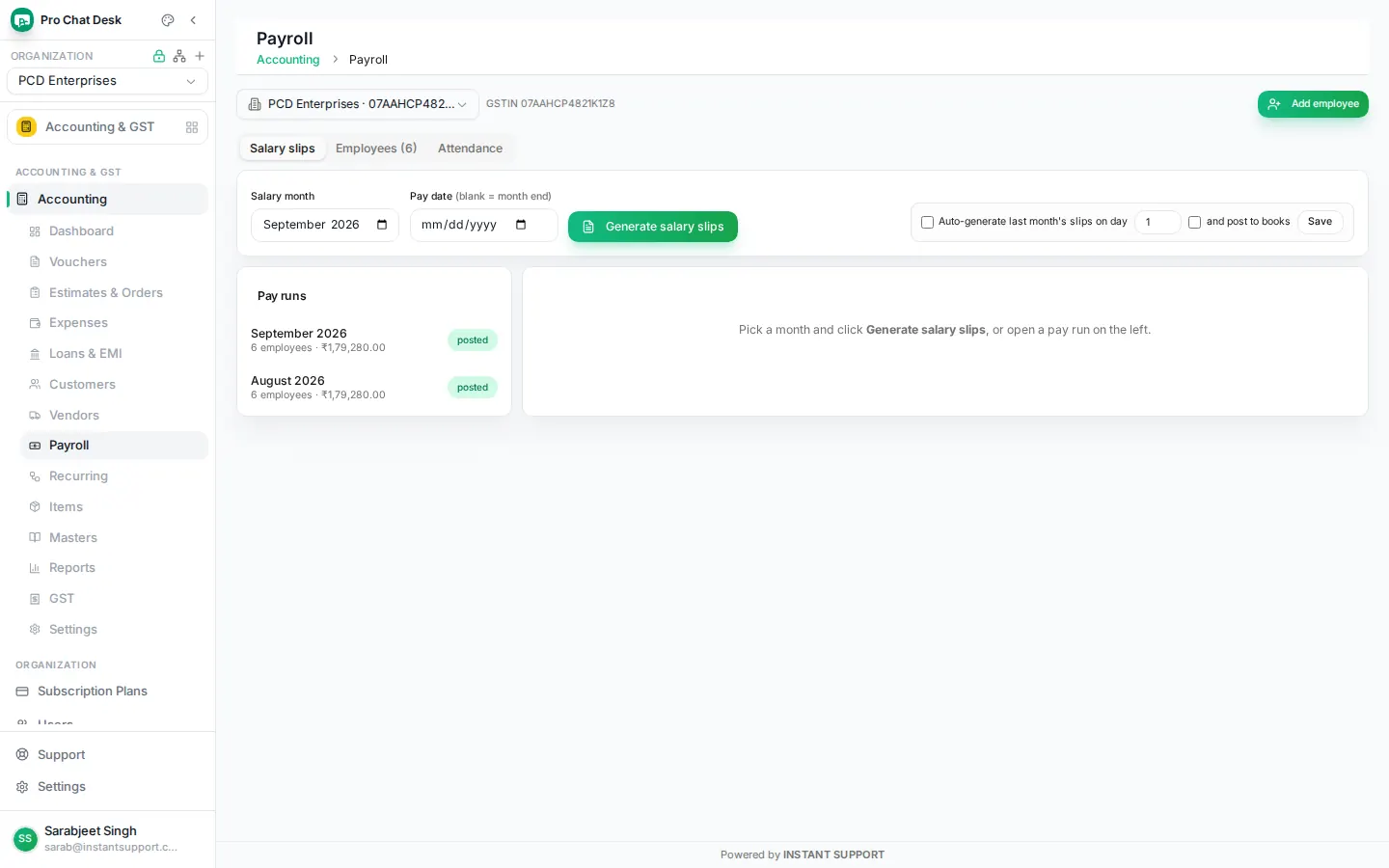 Payroll with monthly pay runs