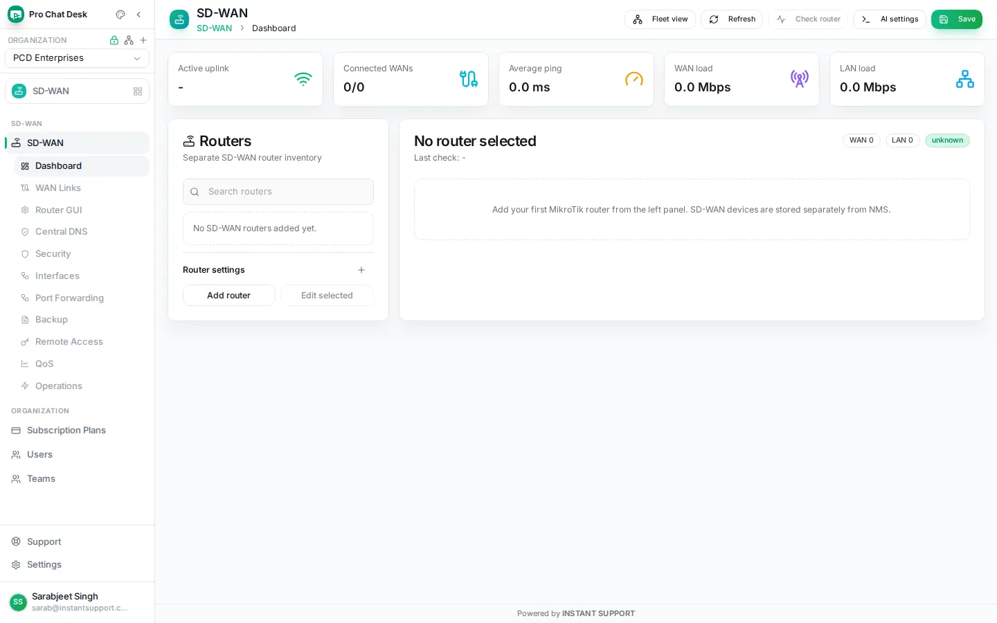 SD-WAN for branches screen